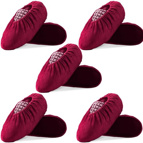 WUFANC 5 Paia Copriscarpe Lavabili - Copri Scarpe da Casa sono Antiscivolo Resistenti All'usura, Lavabili in Lavatrice - Copriscarpe Casa Ospiti Adatti per Diverse Aree Come Pavimenti