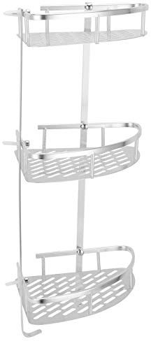 Estante de Ducha de Esquina Estante de Ducha de Esquina de 3 Niveles Estante de Esquina de Baño Montado en la Pared Espacio Aluminio Carrito de Ducha de Diseño Tallado Hueco para