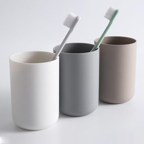 Xpieoyrm 3 Pezzi 300ml porta spazzolini per spazzolino e dentifricio, Custodia per Spazzolino in Plastica e superficie smerigliata, Bicchiere per Spazzolino Portatile, Accessori per il bagno