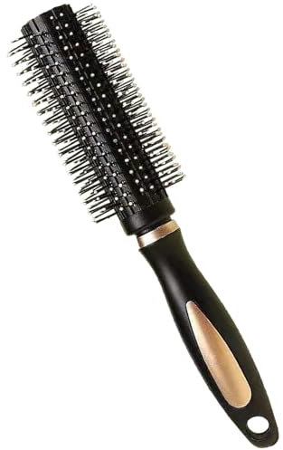 Ajinacious Round Hair Curling Brush, Professional Styling Tool for Women, Men, Kids - All Hair Types, Black