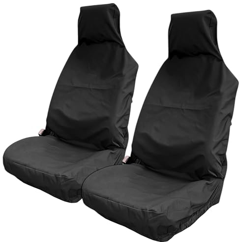 WYRELINE® 2PCS Extra Heavy Duty Car Seat Covers | 1 PAIR - Universal Fit Black | Front Car Seat Cover Protectors | Durable And Easy Wipe Clean Waterproof Material (2 PACK)