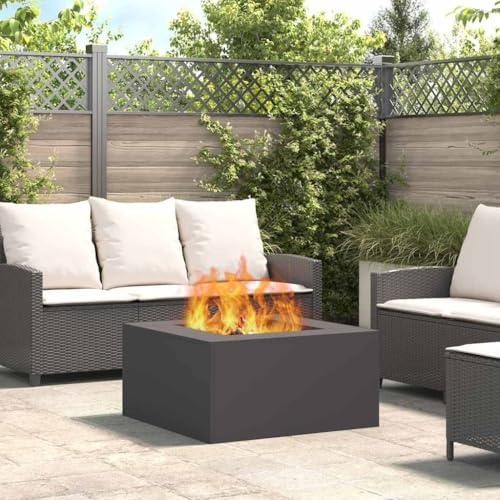 sephironlbb Chimenea rectangular de acero negro de 80 x 80 x 40 cm, chimenea de jardín para exteriores con salida de humo eficiente, calentador robusto para calidez y ambiente acogedor en el jardín