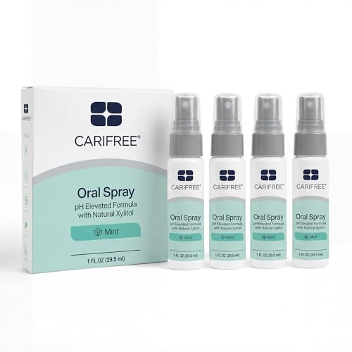 CariFree Oral Spray, Mint Flavored, Xylitol for Moisturization, Neutralizes pH, Fluoride-Free, Freshen Breath, Recommended by Dentists, Dentist Developed, 4 Bottles (1 fl. oz. Each)