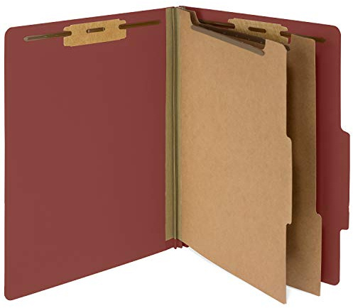 10 Red Classification Folders - 2 Divider - 2 Inch Tyvek Expansions - Durable 2 Prongs Designed to Organize Standard Medical Files, Law Client Files, Office Reports - Letter Size, Red, 10 Pack