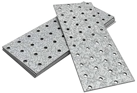 OMIDEAS 5 x Flat Joining Plates (200 x 80 x 2) Connecting Perforated Metal Brace Bracket Timber Wood Fixing Galvanised Steel Repair Connector