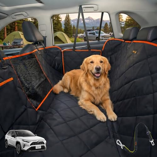iBuddy Luxury Dog Car Seat Cover for Back Seat Breathable Mesh Window Dog Hammock for Car 4-Layer Heavy Duty Waterproof Pet Seat Protector Scratch-Proof Car Seat Cover Perfect for Family Road Trips