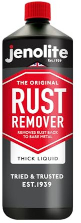 JENOLITE Rust Remover Thick Liquid, 1L Non-Drip Formula – Fast-Acting Rust Remover for Metal, Removes Rust to Bare Metal, Ideal for Vertical Surfaces