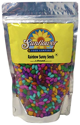 Chocolate Covered Sunflower Seeds - Multicolored Candy Coated Treats - Rainbow Sunny Seeds - Sweet and Crunchy Topping - 1 LB Resealable Bag