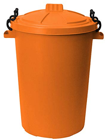 50L 50 Litre Heavy Duty Plastic Clip Lock Lid Bin - Orange, Single Bin - for Indoor or Outdoor Use for Collection of Rubbish, Waste or Storage of Animal Feed.
