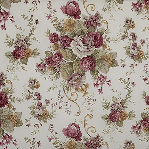 Kt KILOtela - Dekorativt Canvas Tyg för Heminredning | 50% Bomull 50% Polyester | OEKO-TEX Certifierad | Idealisk för Kuddar, Gardiner, Väskor, Botanisk Blommor, Rosa, 100 x 280 cm