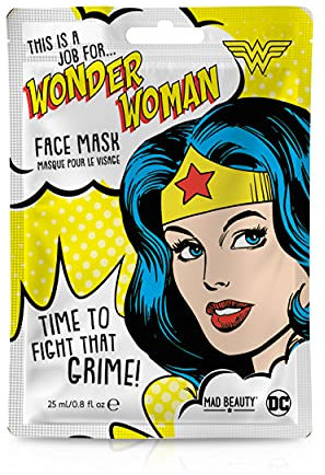 MAD Beauty DC Superhelden Gesichtsmaske Wonderwoman - feuchtigkeitsspendende & erfrischende Tuchmaske für gepflegte Haut und einen schönen Teint