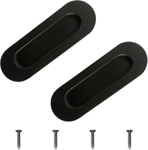 Poignées d'armoire MOROBOR, 2 poignées de porte coulissante encastrées à chasse d'eau en acier inoxydable noir, ovale, pour armoires de tiroir
