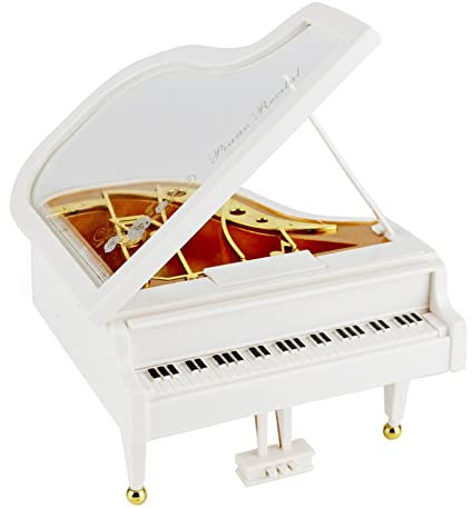 JJQHYC Music Box White Grand Piano Music Box Decoration Classy Clockwork Music Box Gift for Christmas, Birthday