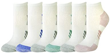 Amazon Essentials Calcetines tobilleros deportivos acolchados de algodón para mujer, 6 pares, azul/gris/rosa/verde azulado/blanco/multicolor, 6-9