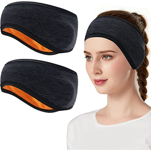 TAGVO Winter Stirnband, 2 Stück Warmes Thermal Dehnbares Stirnband für Damen und Herren - Ideal für Yoga, Radfahren, Basketball, Fitness