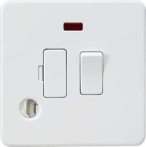 Knightsbridge 13A Switched Fused Spur with Neon and Flex Outlet - Matt White