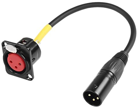 XMSJSIY Tipo D XLR Panel Montaje a Conector Macho Pase a Través de Cable, Adaptador de 3 Pines Compatible con Micrófono, 50 cm/19,6 Pulgadas, 1 Pieza (Hembra a Macho)