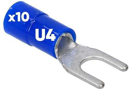 10 Stück Kalitec GKSBU4 Kabelschuhe Gabelkabelschuhe 1,5-2,5mm² I blau teilisoliert I PVC Kragen U4 I zum Verbinden von Kabeln oder Litzen I schützt elektrische Verbindungen I Quetschverbinder