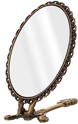 Miroir à Main élégant avec poignée Vintage pour Le Maquillage Miroir à Main de Voyage rétro en métal pour Femme pour Anniversaire