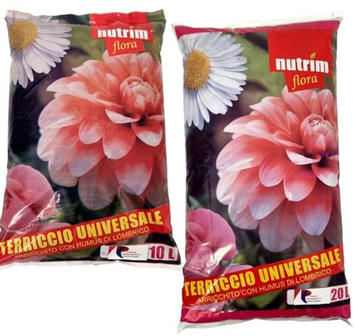 PINTO FERAMENTA Terriccio Universale con Humus di Lombrico Concime 100% Biologico Fertilizzante Naturale e Organico Per Piante Fiori Orto Prati e Giardino Torba Terrario in Sacchi (20 LITRI)