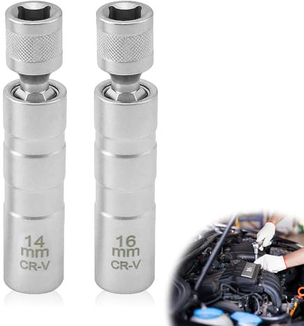 Casenly Zündkerzen Nuss, 2 Stück Zündkerzenschlüssel 14mm 16mm Magnet Universal Flexibel Zündkerzenschlüssel 3/8 Zoll Zündkerzenstecker Satz Werkzeuge für die Autoreparatur, Kfz Werkzeug
