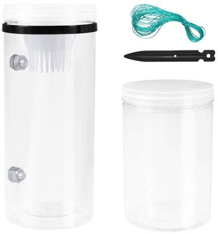 MiOYOOW Minnow Trap, Transparent PP Fishing Bait Cage Small Fish Trap with String Rope & Ground Insertion for Outdoor Small Fish Crab