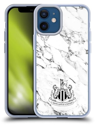 Head Case Designs Officially Licensed Newcastle United Football Club White Marble Crest Gel Case [Military Grade Protection] Compatible with Apple iPhone 12 Mini and Compatible with MagSafe