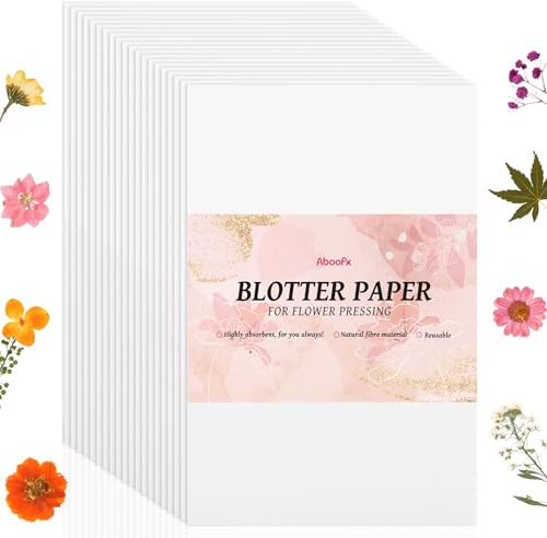 Aboofx 100 Sheets Blotting Paper for Flower Press, Large 8 x 10.3 inch | A4 Highly Absorbent and Reusable Blotter Papers for Flower Press Herbarium Craft Blotter Paper Sheets