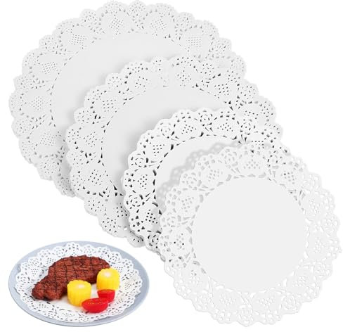 DEARMAMY 300 Pz Centrini Di Carta Centrini Di Carta Rotondi Centrini Di Carta Di Pizzo Per Tavoli Tovagliette Di Carta Per Torte Dolci Stoviglie Decorazione Degli Alimenti