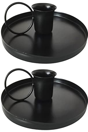 2Pcs Iron Candlestick Holder Metal Taper Candle Holders Single Head Candlestick Holder Stand Retro Chamberstick Holders Christmas Candle Stick Simple Table Decoration for Wedding Dinning Bar (Black)