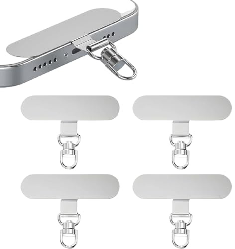 4 Stück Handykette Universalpads,Handykette Halterung,Edelstahl Multifunktionales Handy Lanyard Pads,Universelle Handy Kette Patch,Telefon Patch mit Metallring,Phone Pads für die meisten Smartphones