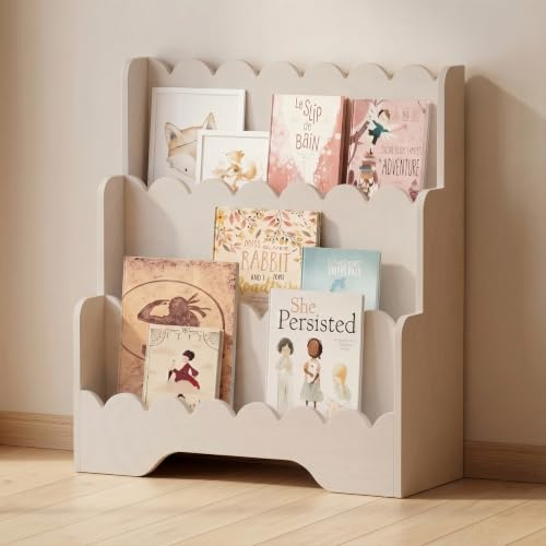 smartwood Montessori Barnbokhylla, Furuträ FSC, Kashmir, LULU | 3 nivåer, 64x31,5x71 cm, enkel montering, FSC-certifierad, avsedd för böcker & leksaker, idealisk för barnrum