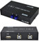 I43C USB 2.0 Switch 2-Port KVM Umschalter – 2 In 1 Out USB Sharing Switch für Drucker, Scanner, USB-Stick, Tastatur und Maus mit Schaltknopf