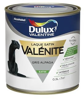 Dulux Valentine Peinture Laque Valénite Glycéro multisupport intérieur-extérieur – Grande résistance pour boiseries et ferronneries - aspect Satin Gris Alpaga 0,5 L - 5211432