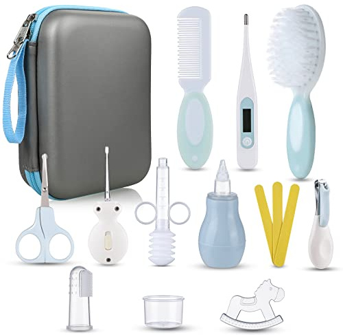 Lictin Baby Health Care Kit - Baby Grooming Kit Newborn Baby Care Accessories, 15PCS Safety Cutter Nail Care Set, Nursery Baby Care Kit for Infants Newborns (Blue)