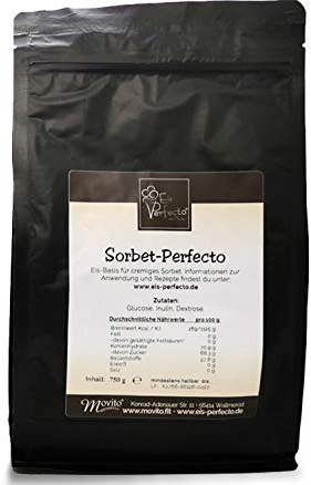 Sorbet Perfecto Eispulver │für besonders cremiges und leckeres selbstgemachtes Sorbet │Ohne künstliche Konservierungsstoffe keine Chemie│Vegan │ Inhalt 750 g