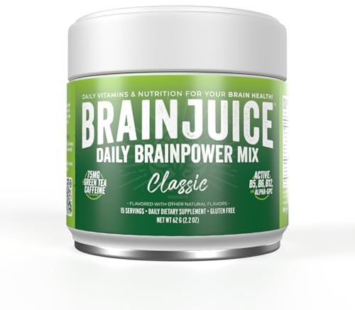 BrainJuice Classic Daily Nootropic Energy Drink Mix Powder, 15 Servings