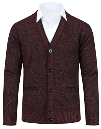 Allthemen Cárdigan para Hombre con Cuello en V Forrado con Botones de Punto Grueso Chaqueta de transición cálida