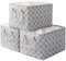 OUTBROS Aufbewahrungskorb, 38x28x26cm Stoff Aufbewahrungsboxen mit Kordelzug und Griffen,Große Faltbare Aufbewahrungsbehälter Ablagekörbe (Laterne/Grau, 3-Pack）