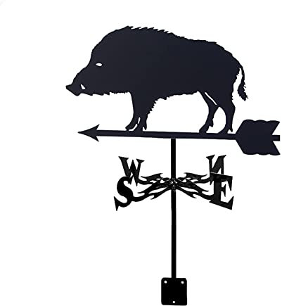 ANCNA Veleta de Hierro Fundido para Animales, Montaje en Techo, Veleta de jabalí, indicador de dirección del Viento, Escena de Granja al Aire Libre, estaca de jardín, Veleta de Viento