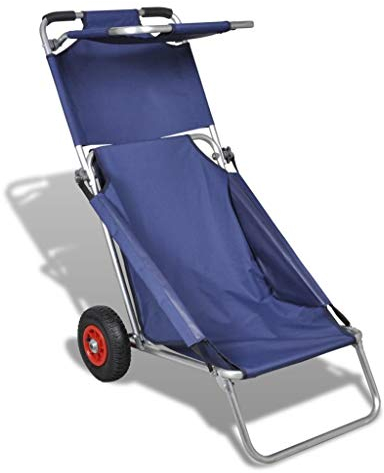 Festnight Strandwagen mit Rädern Strandwagen Klappbar Tragbar Klappbar Strandwagen Liege Strandstuhl Mit Rädern Strandwagen Transportwagen Mit Rollen Faltbar Blau