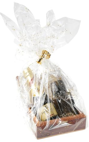 Transparente Geschenkfolie, Cellophan-Folie, Geschenkkorb-Folie mit Sternen-Motiv 70 cm x 100 m