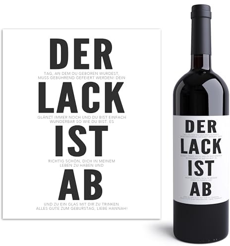 Weinetiketten Geburtstag Der Lack ist ab personalisierte Flaschenetiketten selbst gestalten Geburtstagsgeschenk Geschenk Weinflasche Wein Etiketten selbstklebend 2 Stück | 10x12 cm
