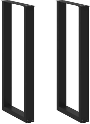 vidaXL Patas para Mesa de Bar en Forma de U (2 Unidades), Color Negro, 50 x 100-101 cm, Acero