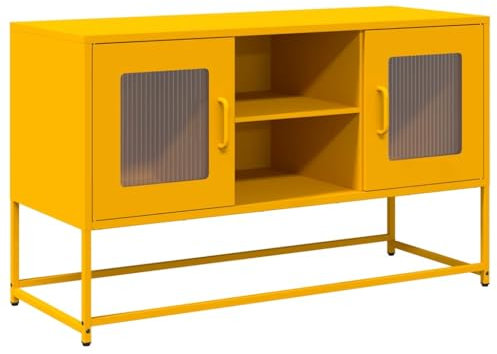 vidaXL Mobile TV Giallo Senape 100,5x39x60,5 cm in Acciaio
