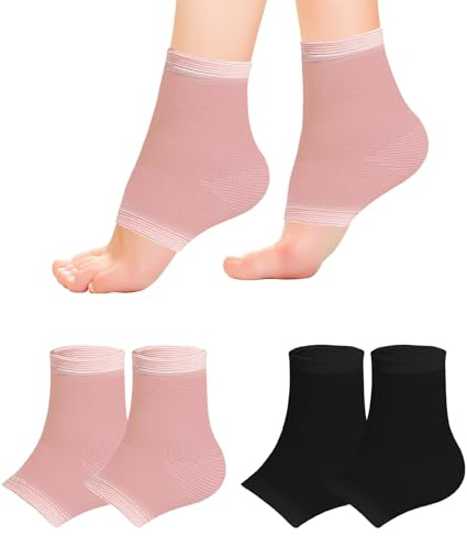 2Pairs Kids Ankle Support Brace Compression Socks Elastic Breathable | Children Sports Support Sleeve Aching Feet and Heel Pain Relief Ligament Damage Protector for 5-12 Years Boy Girls (Pink*Blac