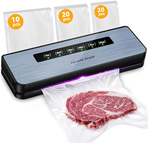 NXPZ Envasadora al Vacío para Alimentos 5 en 1, Máquina de Envasar al Vacío para Alimentos Húmedos y Secos, 50 Bolsas de Vacío, Para Cocinar al Vacío y Conservación de Alimentos Frescos