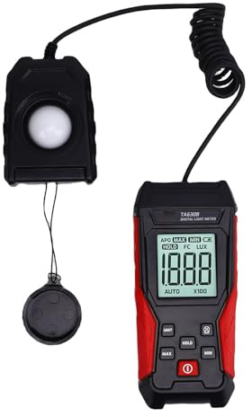 Qcwwy Digital Illuminance Light Meter,0.1-200000LX Measurement Range Handheld Photometer Luxmeter with LCD Display Lighting Brightness Measurement Meter for Factory Laboratory