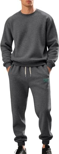 JDNH Tuta da uomo in due pezzi, set durante gli allenamenti e le avventure all'aria aperta, top e pantaloni resistenti agli strappi Set tuta da uomo, Grigio scuro, XL