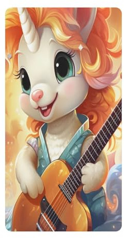 Guitarra Unicornio De Dibujos Animados Sábana de Cuna para Niños Pequeños,Sábanas de Algodón Suave para Bebés Aptas para Colchón Corralito